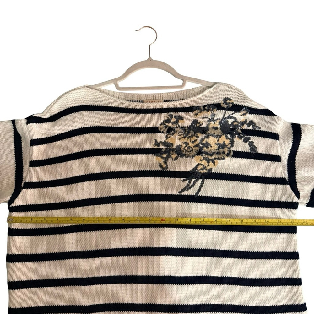 Demylee Striped Oversized Sweater with Floral Sequin Design Size S Parisian - Picture 7 of 13